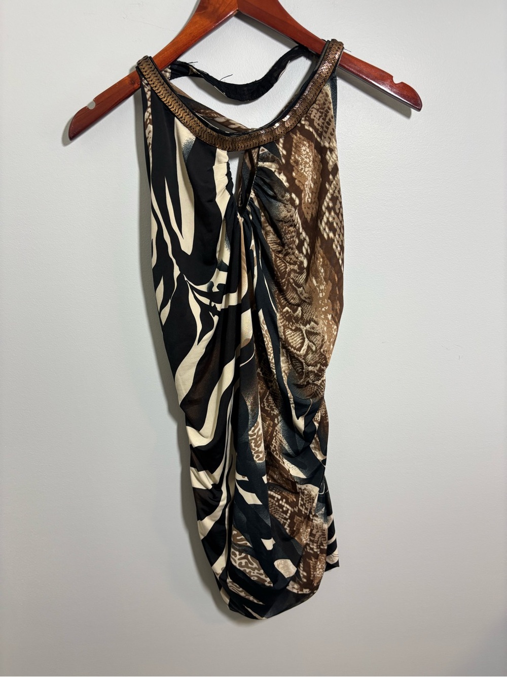Venus Y2K Animal Print Ruched Halter Mini Dress Clubwear Going Out S